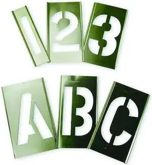 ZORO SELECT 6A232 Interlocking Stencil,Numb&Letters,Brass