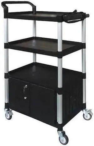ZORO SELECT 45NP05 Cart with Cabinet,52-3/4 in. H,Black