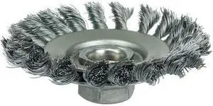WEILER 13426 Knot Wire Bevel Brush 4" .020" Steel Fill 5/8"-11 UNC Nut