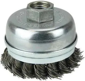WEILER 13300 2-3/4" Single Row Knot  Cup Brush, Banded.014" , 5/8"-11 UNC Nut