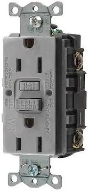15A Commercial Receptacle, Gray; Tamper Resistant: No