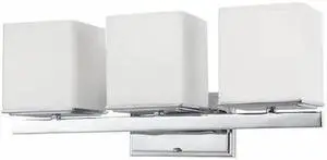 NUVO 60-4083 Bento 3 Light Vanity Fixture Satin White Glass Polished Chro