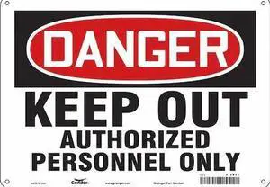 CONDOR 472R49 Safety Sign, 10 in Height, 14 in Width, Polyethylene, Horizontal