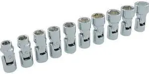 DYNAMIC D010027 3/8" Dr 10Pcs 6 Point Metric, Universal Joint Socket Set,