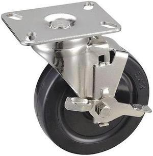 ZORO SELECT 33H660 Swivel NSF-Listed Plate Caster w/Brake,240 lb,NSF-Listed