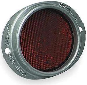 GROTE 40192 Reflector, Armored, Red, Dia 3 5/8 In