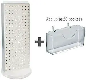 AZAR DISPLAYS 700505-WHT 20 Pocket Revolving Pegboard Gift Card Kit for