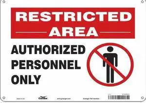 CONDOR 472X55 Safety Sign, 10 in Height, 14 in Width, Polyethylene, Horizontal