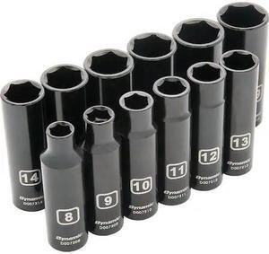 DYNAMIC D010023 Tools 3/8" Dr 12Pcs 6 Point Metric, Deep Impact Socket Set, 8mm