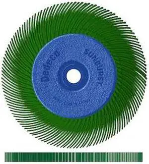 DEDECO 2282 Sunburst Radial Bristle Discs 6 in X 1/2 in Curved Tc Dark Green 50