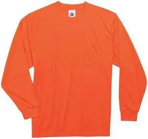 ERGODYNE 8091 LS T-Shirt,Orange,Non-Certified,4XL, Polyester, Orange, 4XL