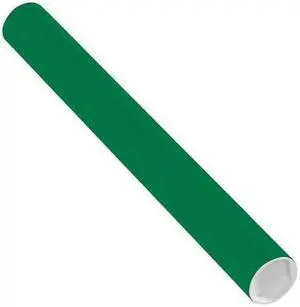 PARTNERS BRAND P2018G Mailing Tubes with Caps, 2" x 18", Green, PK50