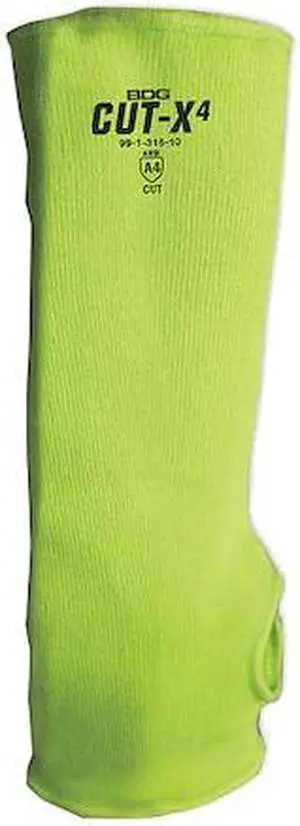 BDG 99-1-315-20 HiViz Green Cut Resistant Sleeve Thumb Hole, Size 20"