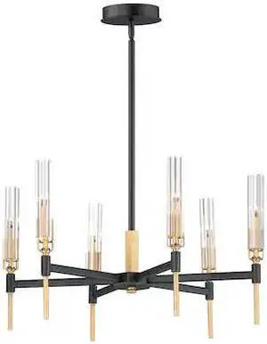 MAXIM LIGHTING 16125CLBKAB Flambeau 6-Light 24.75" Wide Black / Antique Brass MAXIM LIGHTING 16125CLBKAB Flambeau 6-Light 24.75" Wide Black / Antique Brass