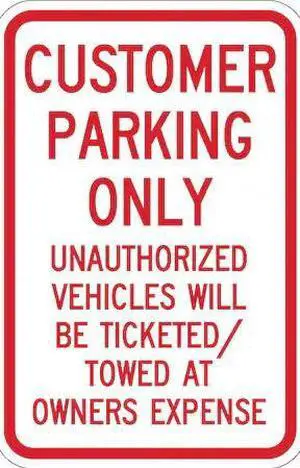 LYLE RP-017-RW-12HA Customer Parking Sign,18" x 12, RP-017-RW-12HA
