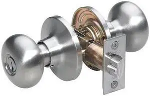 MASTER LOCK P58778 Knob Lockset,Biscuit Style,Satin Nickel