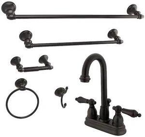 KINGSTON BRASS KBK3615AL KBK3615AL 4" Bathroom Faucet W/ 5-Piece Bathroom