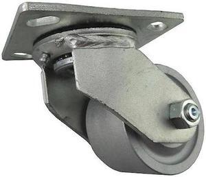 ZORO SELECT 1NWL2 Swivel Plate Caster,Cast Iron,3-1/4 in,700 lb