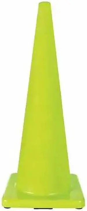 ZORO SELECT 6FHA5 Traffic Cone, PVC, Non-Reflective, 36 in Height, 10 lb, Lime