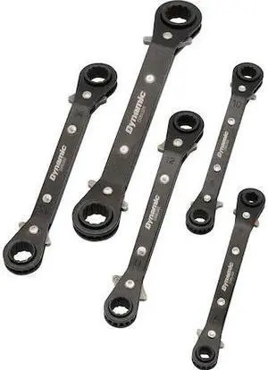 DYNAMIC D081202 5Pcs Metric Dbl Box End, Reversible Ratcheting Wrench Set, 25