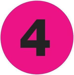 TAPE LOGIC DL1361 Tape Logic Number Labels, "4", 4" Circle, Fluorescent Pink,