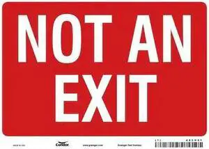 CONDOR 480H61 Not An Exit Sign, English, 10" W, 7" H, Vinyl, Red