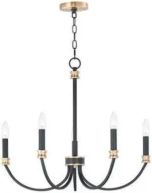 MAXIM 11375BKAB Charlton 5-Light 26" Wide Black / Antique Brass Chandelier
