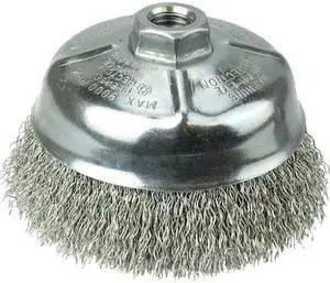 WEILER 14256 5" Crimped Wire Cup Brush .020" Stainless Steel Fill 5/8"-11 UNC