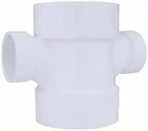 ZORO SELECT 1WJN9 PVC Sanitary Tee, Hub, 4 in x 4 in x 2 in x 2 in Pipe Size
