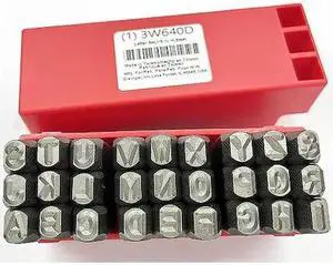 ZORO SELECT 3W640 Letter Set,1/4 In. H,Steel