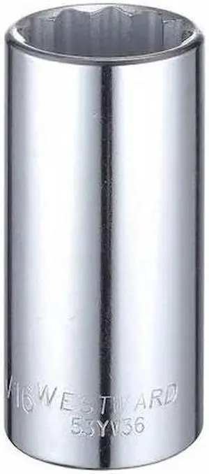 WESTWARD 53YV36 1/2" Drive, SAE Socket, 1-3/16" Socket Sz, 12 Pts