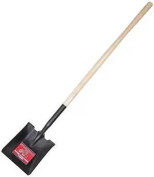 BULLY TOOLS 52525 Square Point Shovel with Long Hardwood Handle, 14 gauge