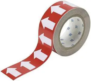 BRADY 91288 Arrow Tape,White/Red,4 In. W,90 ft. L