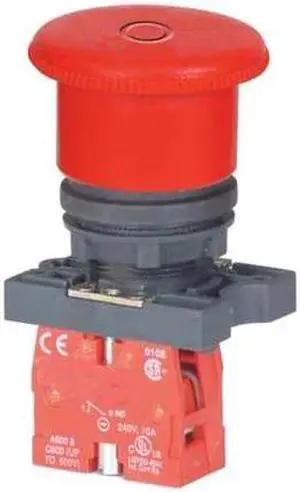 DAYTON 30G248 Emergency Stop Push Button, 22 mm, 1NC, Red