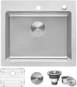 RUVATI RVM5923 23"x20" Drop-in Topmount Kitchen Sink 16 Gauge SS Single Bowl