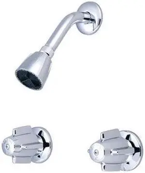 CENTRAL BRASS 826 Two Handle Shower Set, CXC, Wallmount, Polished Chrome