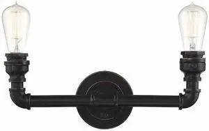 NUVO 60-5792 Iron 2 Light Vanity Fixture Industrial Bronze Finish Industr