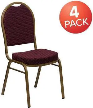 FLASH FURNITURE 4-FD-C03-ALLGOLD-EFE1679-GG Burgundy Fabric Banquet Chair,PK4