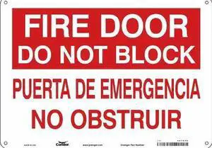 CONDOR 467V89 Safety Sign Emergency Exit, English, Spanish, 14 in W, 10 in H,