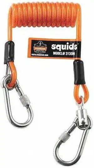ERGODYNE 3130M Standard Orange Coiled Cable Lanyard-5lb