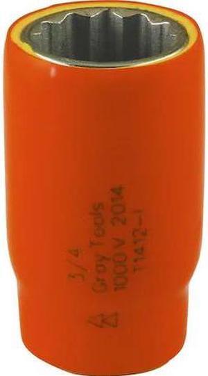GRAY TOOLS 1412-I Socket 3/4" X 1/2" Drive, 12 Point Standard Length, 1000V