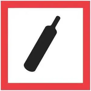 TAPE LOGIC DL4243 Pictogram Labels, "Gas Cylinder, 2x2", Red/White/Black, 500
