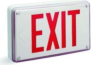 LITHONIA LIGHTING LV S W 1 R 120/277 EL N Exit Sign, White, 1 Face(s), LED,
