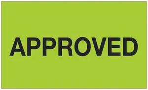 TAPE LOGIC DL1154 Tape Logic® Labels, "Approved", 3" x 5", Fluorescent Green,
