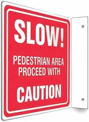 CONDOR 480W64 High Visibility Safety Sign, 8 in H, 8 in W, PETG, L-Shape