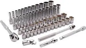 DYNAMIC D010013 3/8"Dr 57Pcs 12 Pt, Std/Deep, SAE/Metric Socket Set, 1/4"-1",