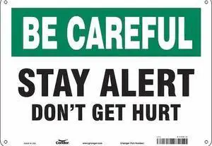 CONDOR 475H74 Safety Sign, 10 in Height, 14 in Width, Polyethylene, Horizontal