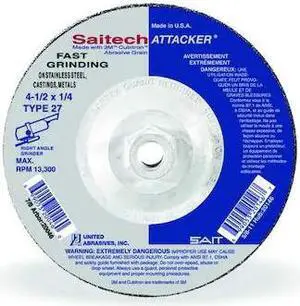 UNITED ABRASIVES-SAIT 20146 Depressed Center Wheels, Type 27, 4 1/2 in Dia,