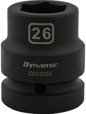 DYNAMIC D025026 1" Drive Standard Socket, Black Phosphate, Tools 26MM X 1"