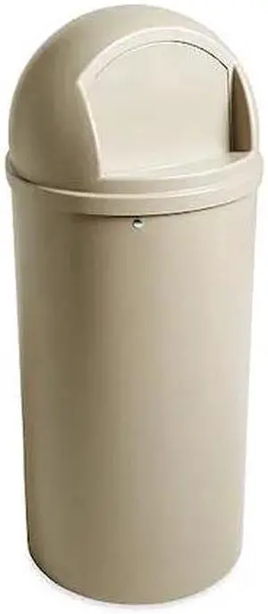 RUBBERMAID FG817088BEIG 25 gal. Plastic Round Trash Can, Beige
